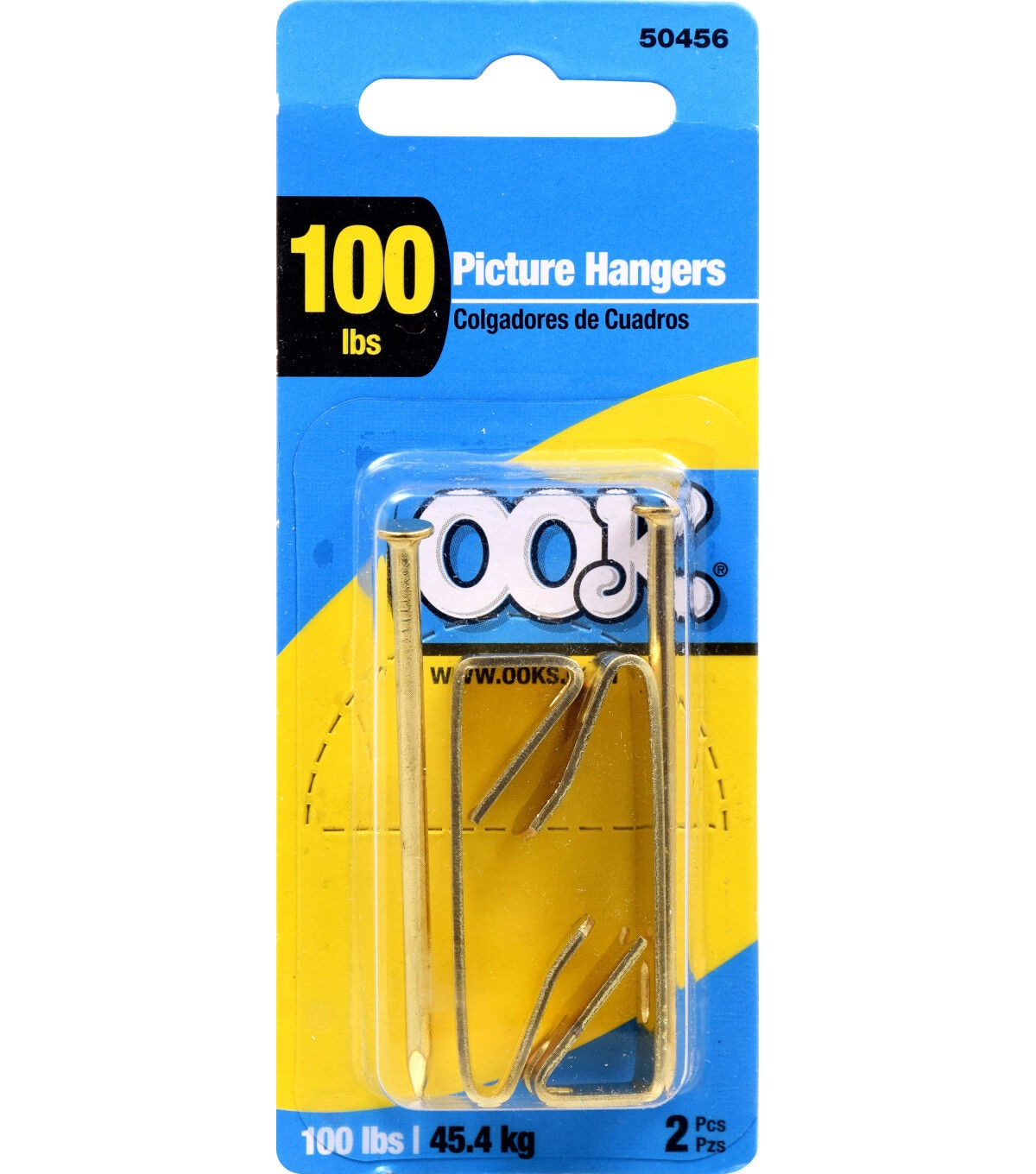 Ook 100lbs Gold Zinc Conventional Picture Hangers 2pk