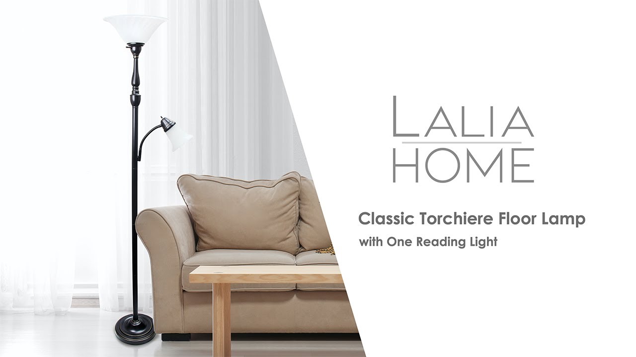 All The Rages Floor Lamp with Reading Light and Marble Glass Shades