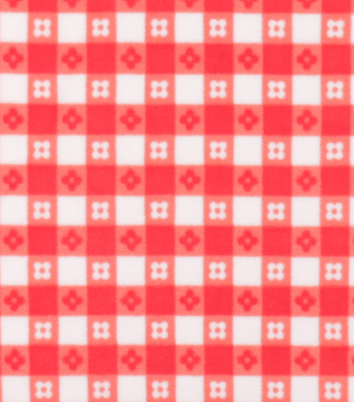 Red Floral Gingham Anti Pill Plush Fleece Fabric