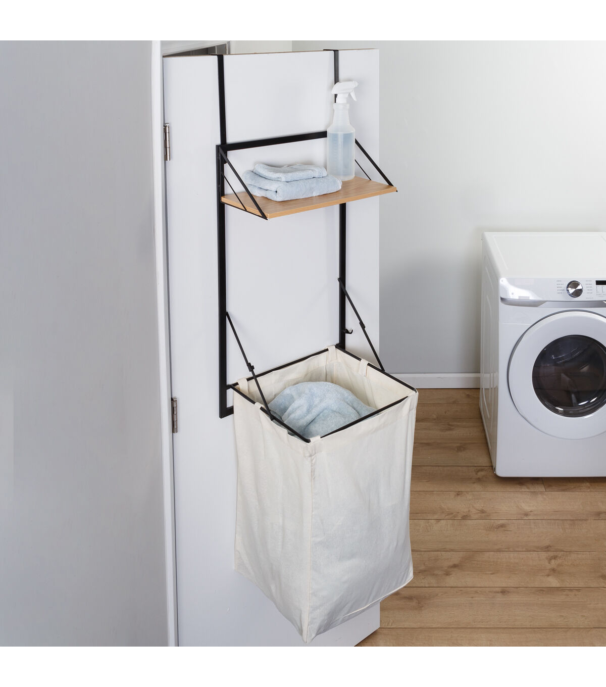 Honey Can Do 18 x 55 Wall Mounted Hamper With Canvas Laundry Bag