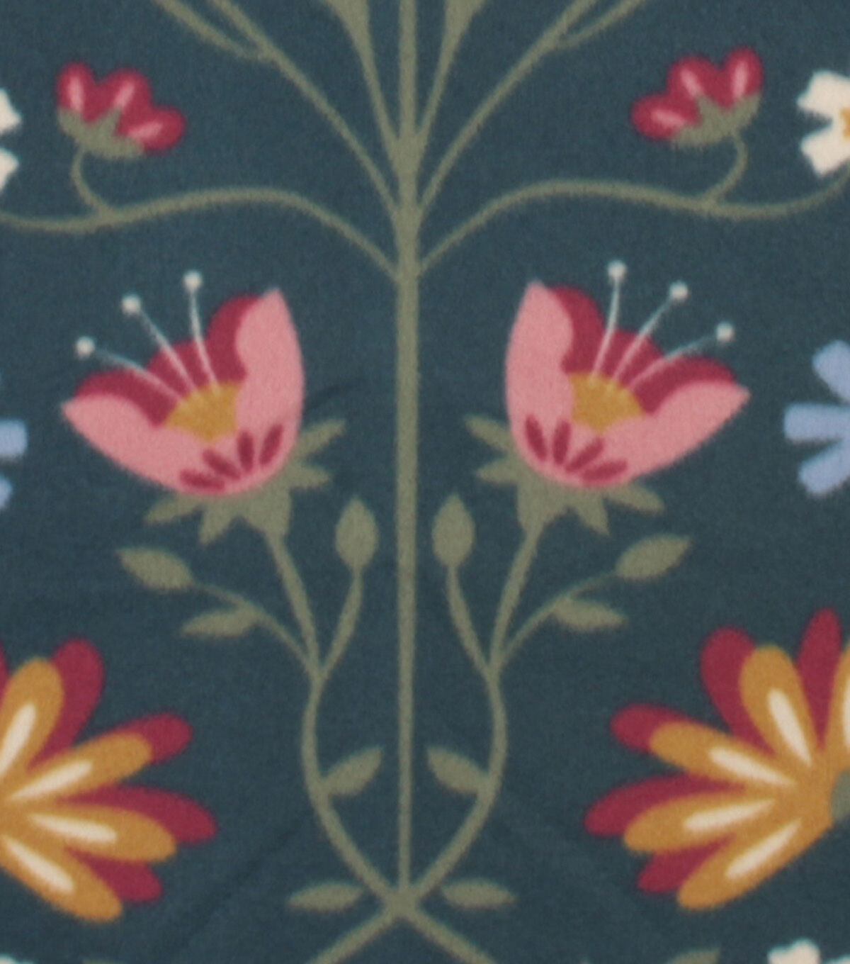 Navy Blue Large Floral Blizzard Fleece