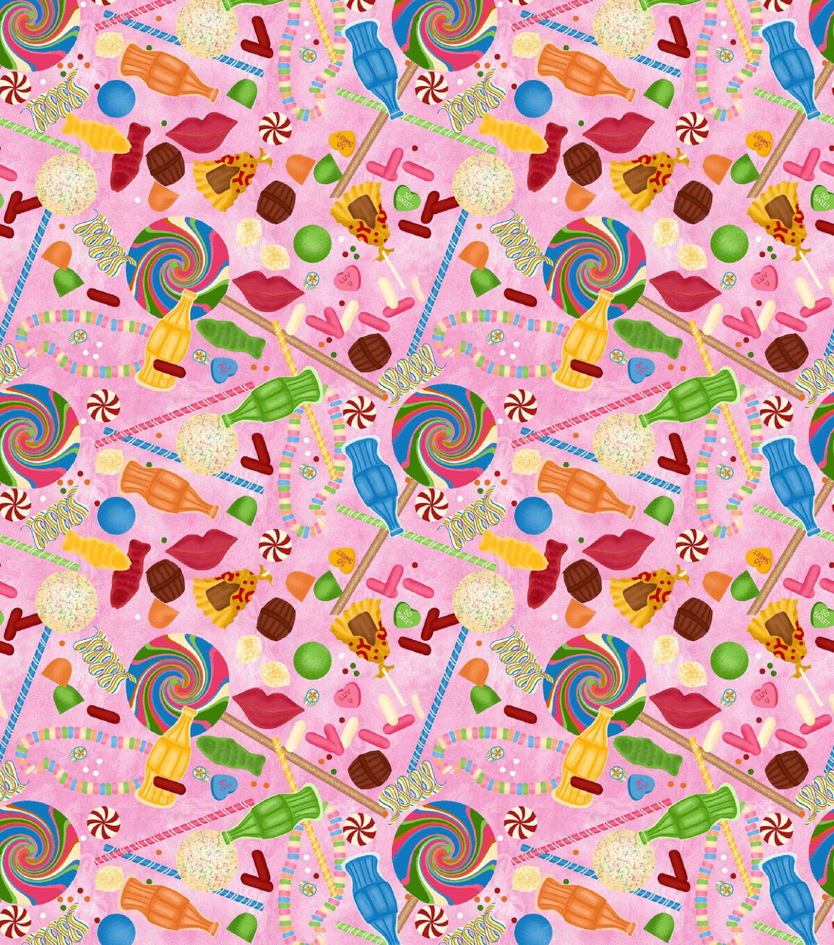 Springs Creative Sweet Tooth on Pink Novelty Cotton Fabric