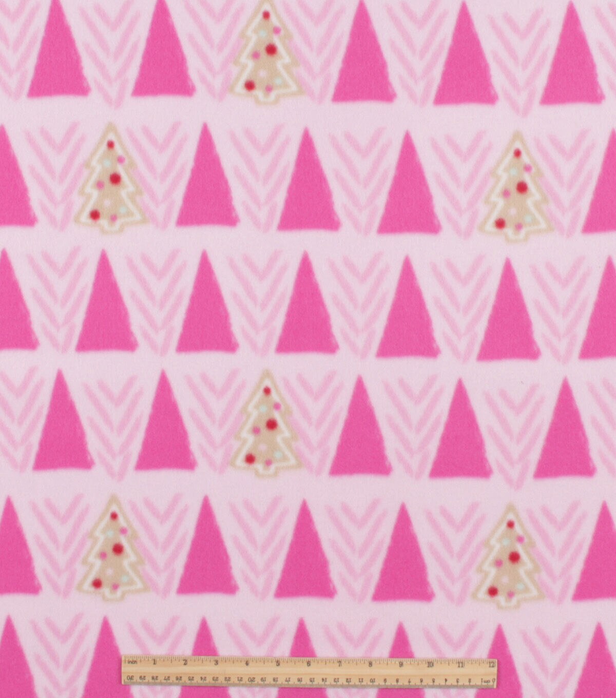 Pink Christmas Cookie Tree Blizzard Fleece Fabric