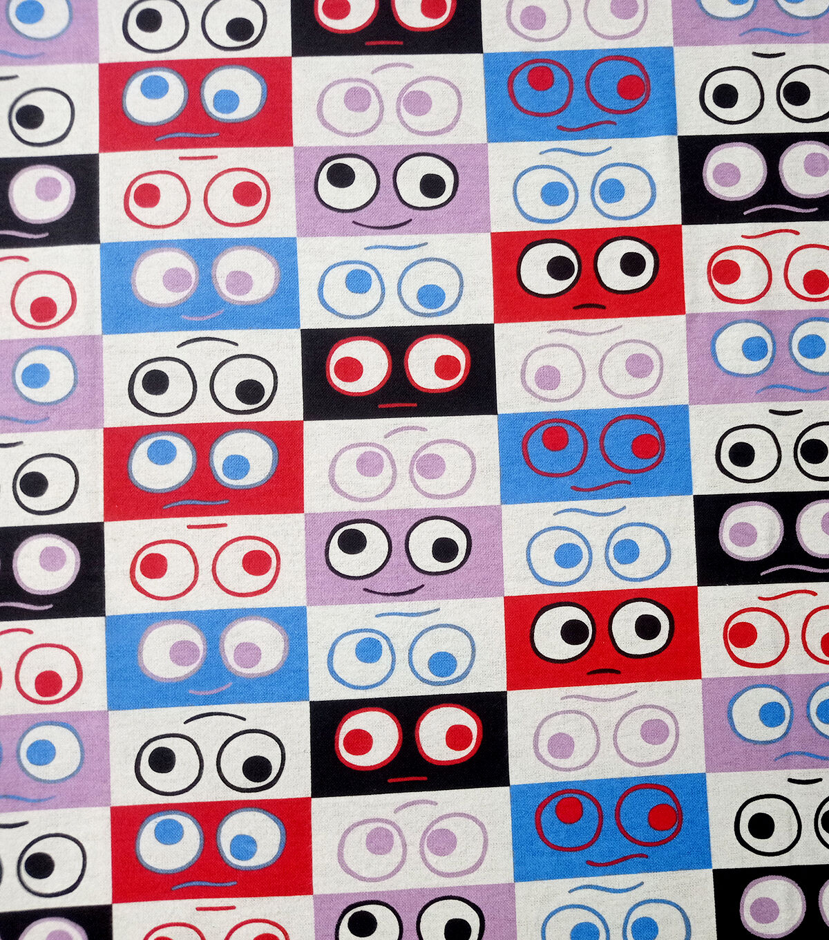 Googly Eyes on White Super Snuggle Flannel Fabric