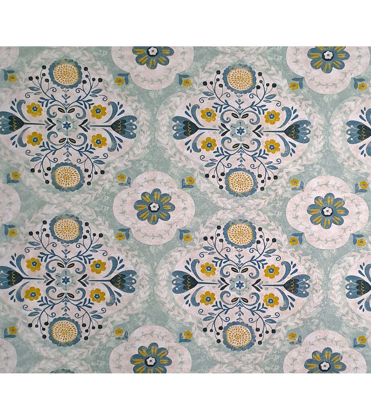 Floral Medallion on Blue Super Snuggle Flannel Fabric