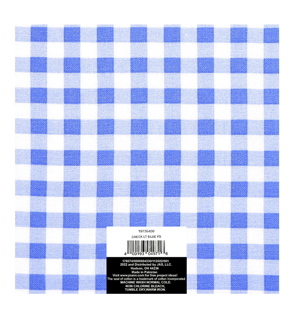18 x 21 Blue Checkered Cotton Fabric Quarter 1pc by Keepsake Calico