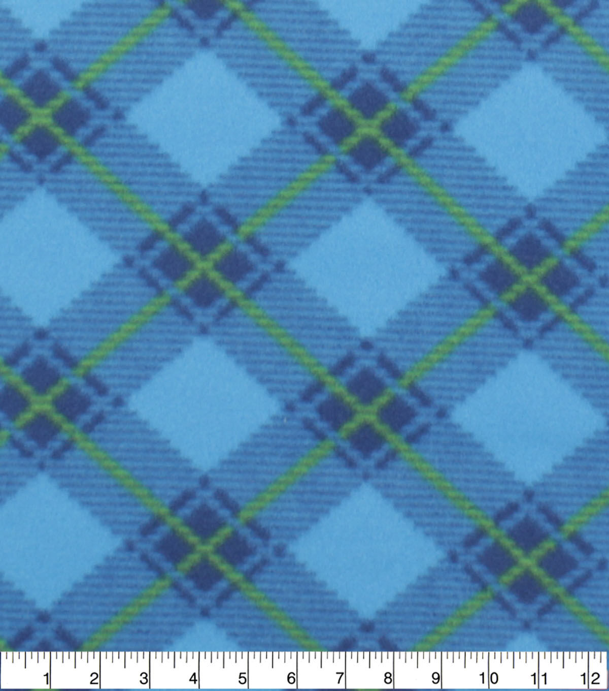 Blue Green Bias Check Blizzard Fleece Fabric