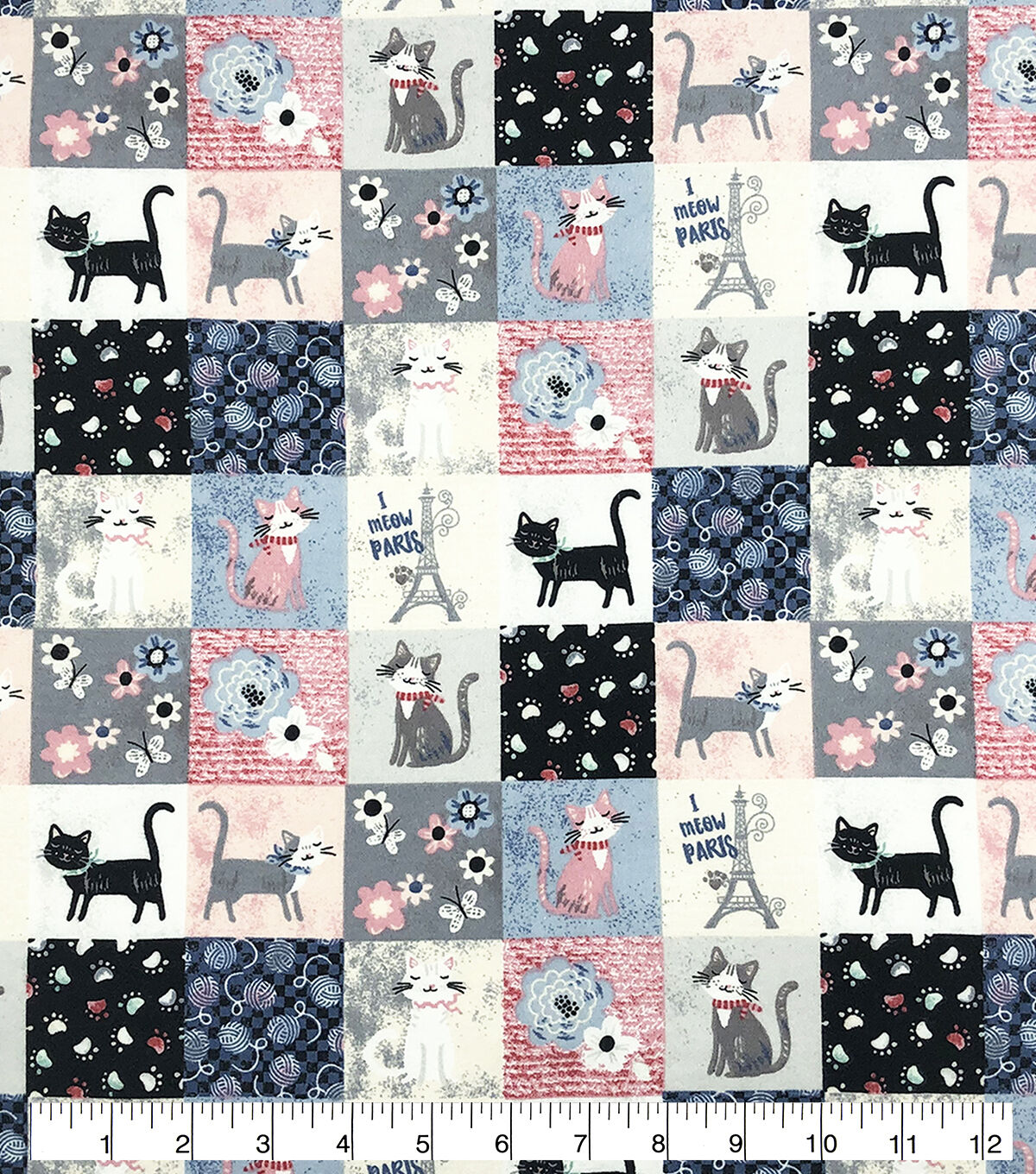I Meow Paris Block Super Snuggle Flannel Fabric
