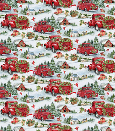 Springs Creative Wreath Barn Christmas Cotton Fabric