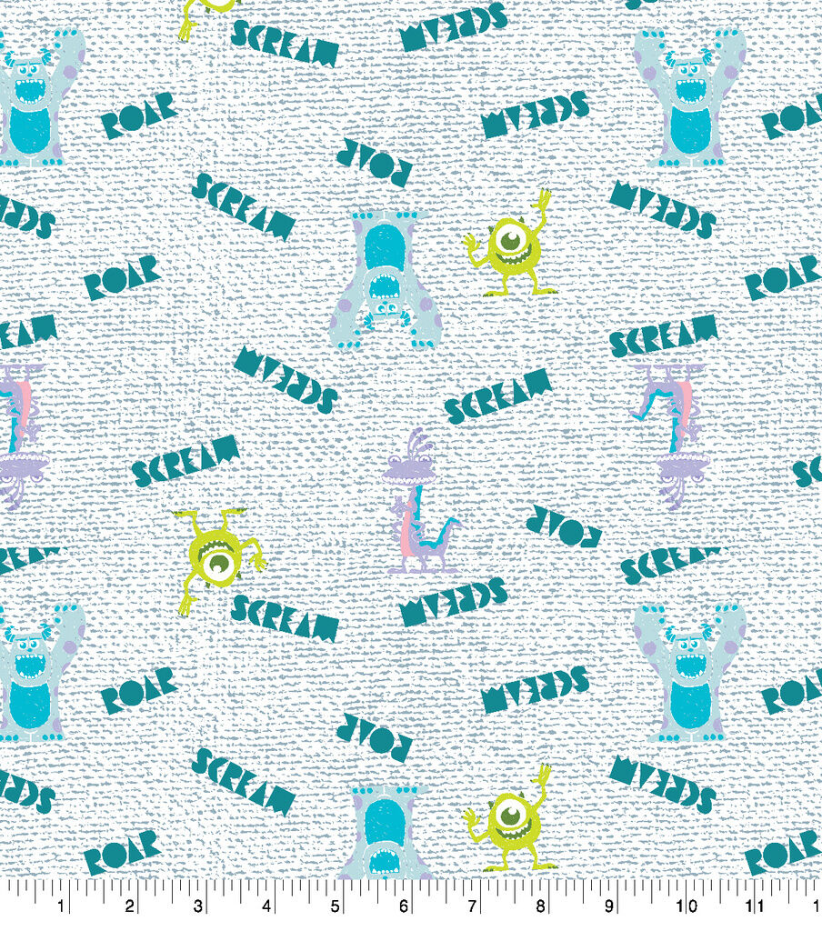 Monsters Inc Toss Words Disney Cotton Fabric