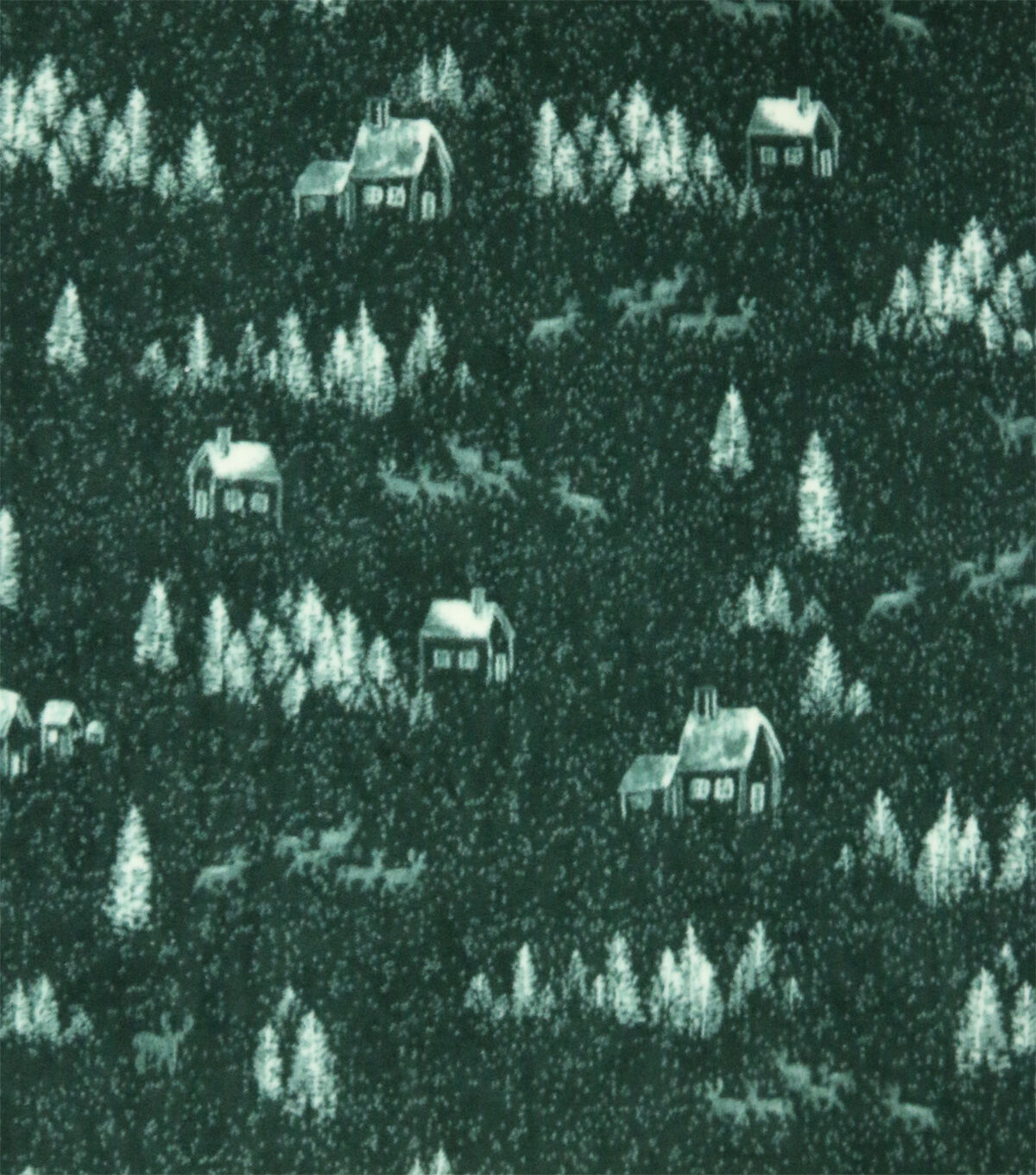 Green Home in the Forest Anti Pill Fleece Fabric