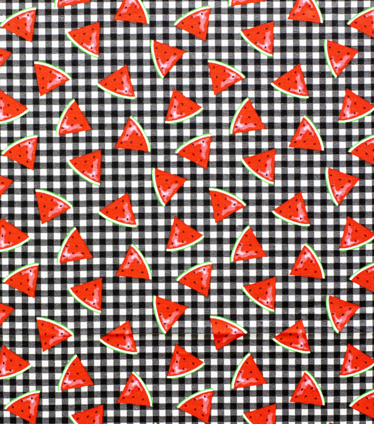 Watermelon On Black Plaid Novelty Cotton Fabric