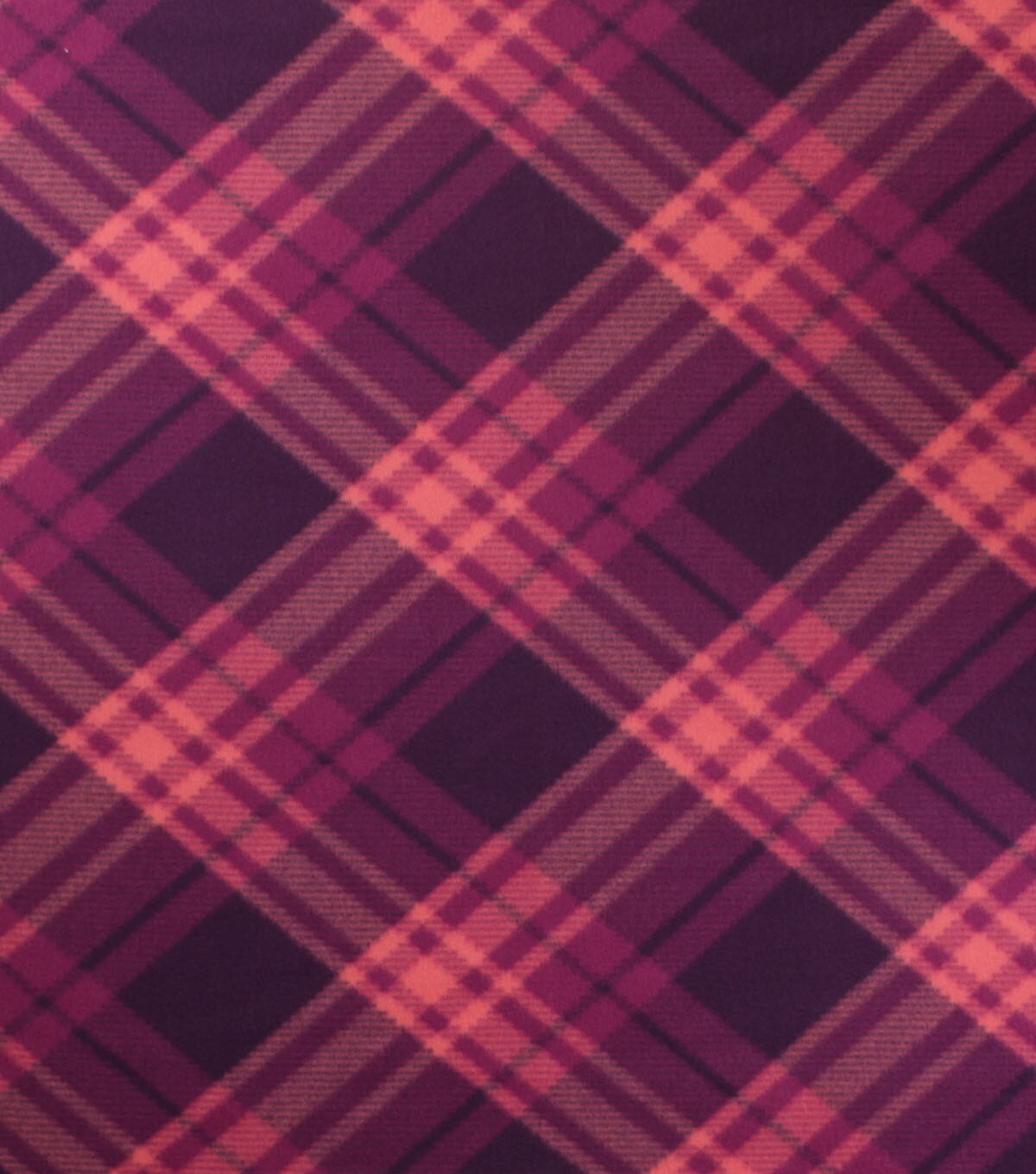 Plum Bias Plaid Blizzard Fleece Fabric