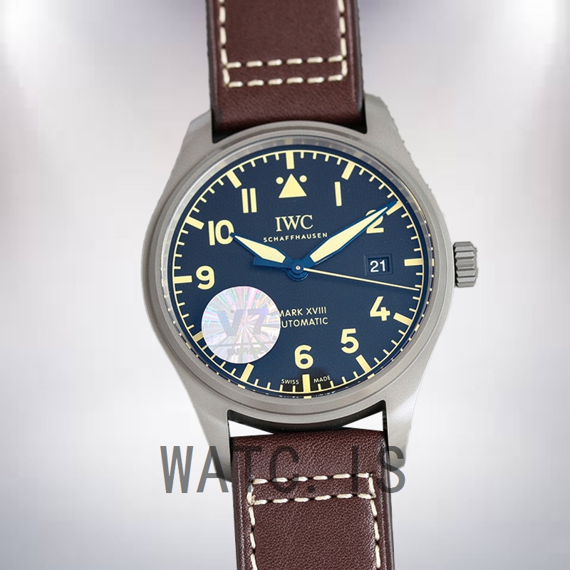 IWC Pilot 40mm Men's IW327006 Blue Dial Leather Strap