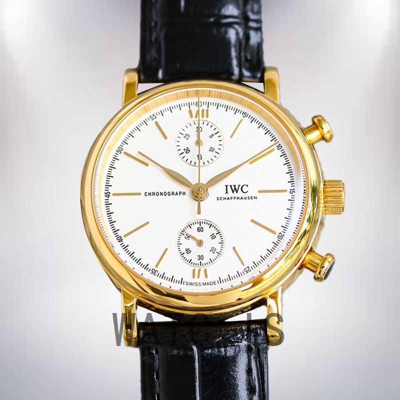 IWC Portofino Chronograph 42mm PortofinoWSR-002 Men's Gold-tone Leather Strap