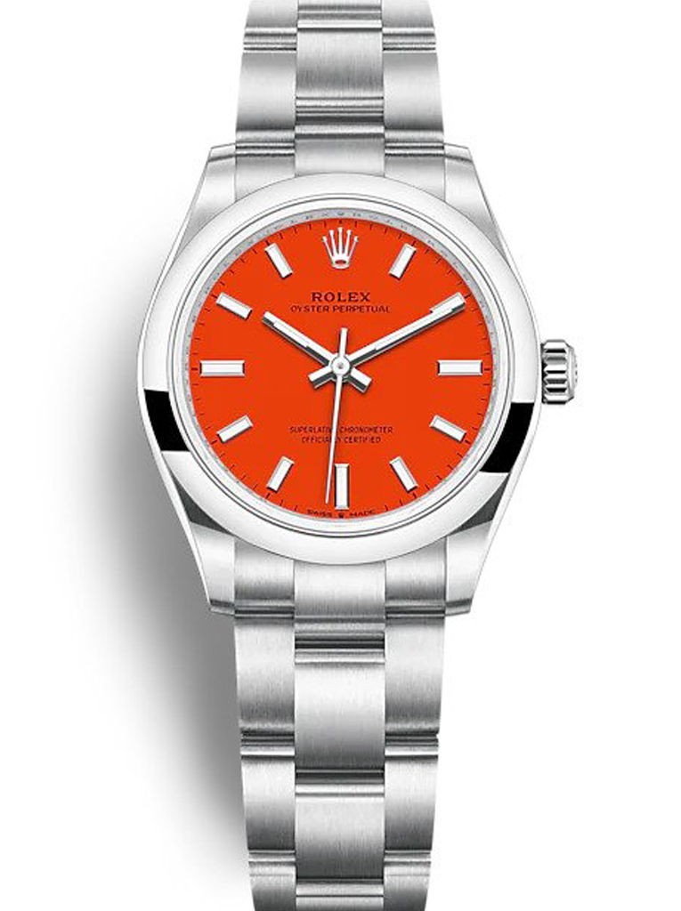 Replica Rolex Oyster Perpetual Lady 31mm Coral Red Dial 277200