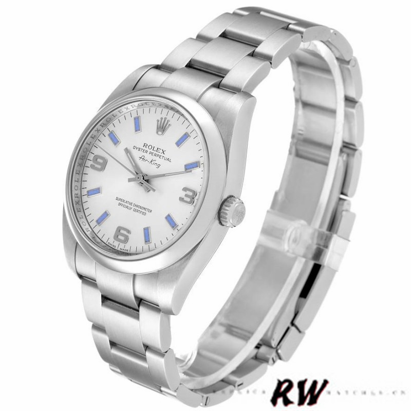 Rolex Oyster Perpetual Air-King 114200 Silver Dial 34mm Unisex Replica watch