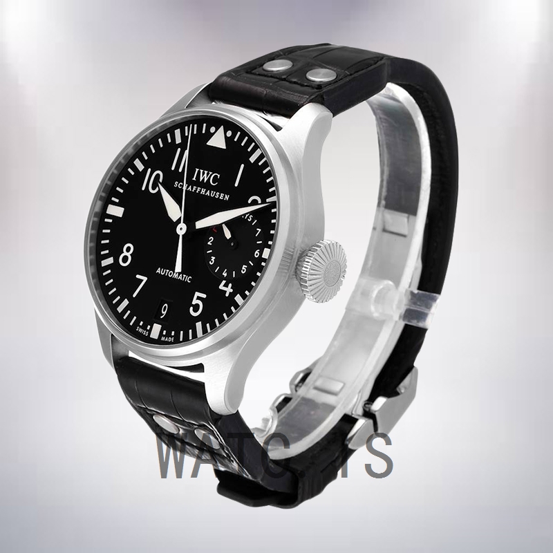 IWC Pilot 43mm Men's IW500401 Black Dial Leather Strap