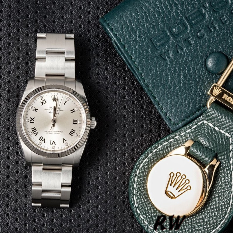 Rolex Oyster Perpetual Air-King 114234 Silver Roman Diamond Dial 34mm Unisex Replica Watch