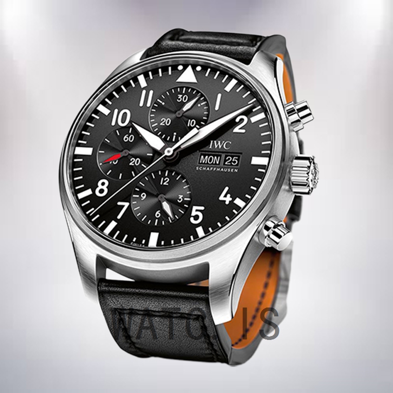 IWC Pilots Chrono IW377709 Men's 43mm Silver-tone