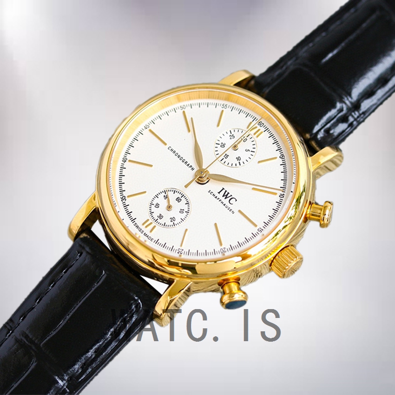 IWC Portofino Chronograph 42mm PortofinoWSR-002 Men's Gold-tone Leather Strap