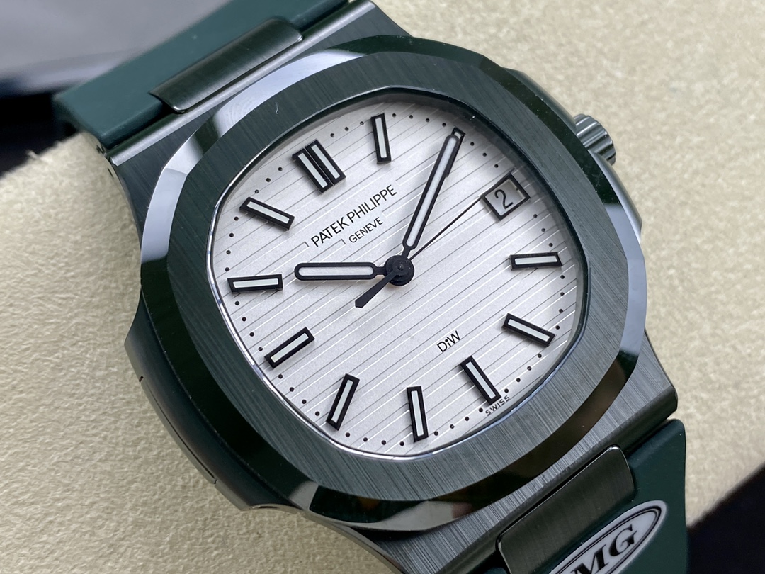 Patek Philippe Nautilus Green Rubber White Dial 5711 40MM Watch