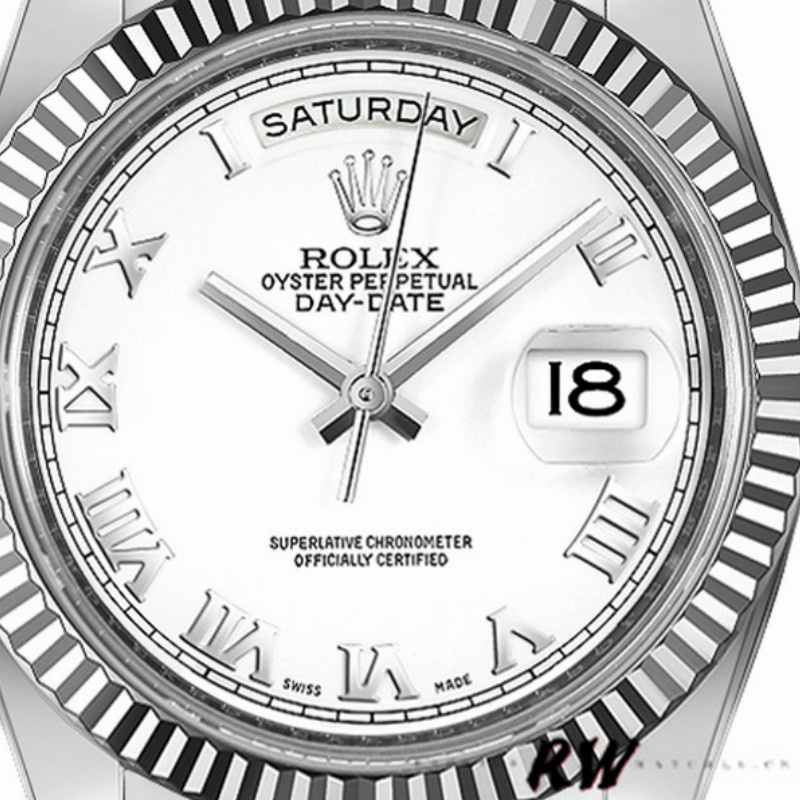 Rolex Day-Date 218239 White Roman Numerals Dial White Gold 41MM Mens Replica Watch