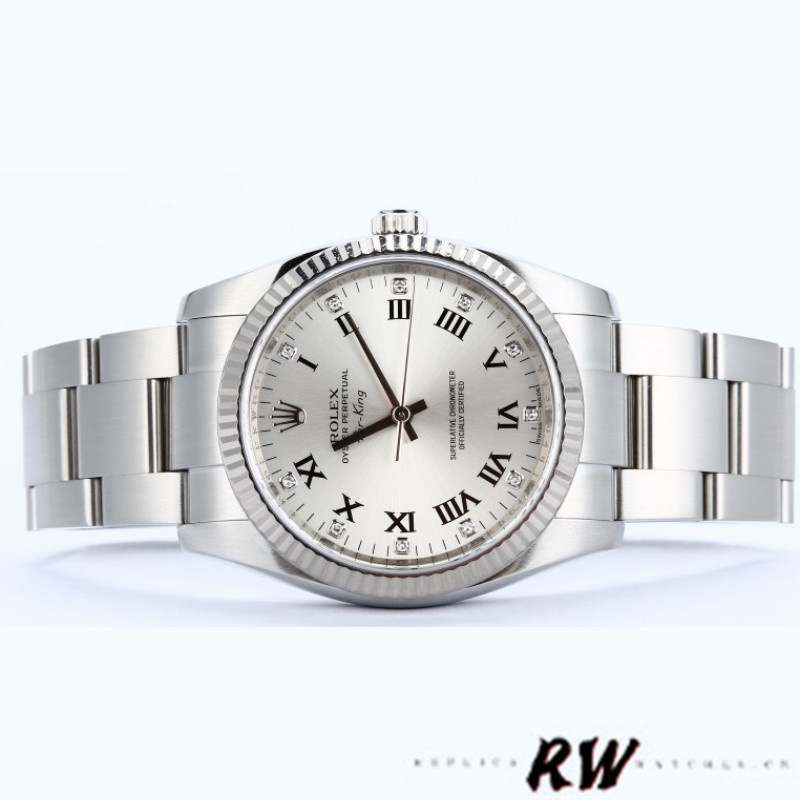 Rolex Oyster Perpetual Air-King 114234 Silver Roman Diamond Dial 34mm Unisex Replica Watch