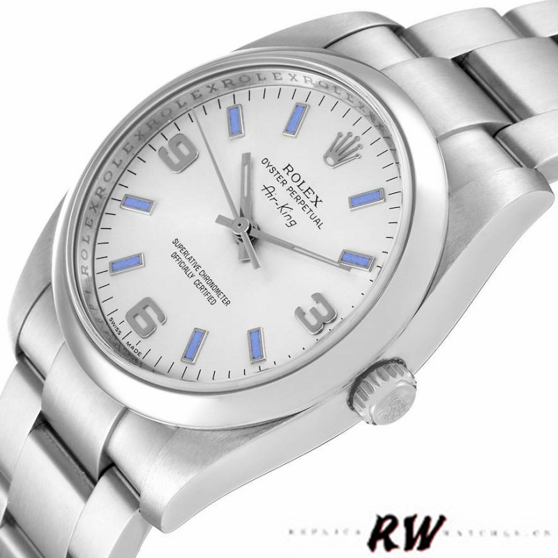 Rolex Oyster Perpetual Air-King 114200 Silver Dial 34mm Unisex Replica watch