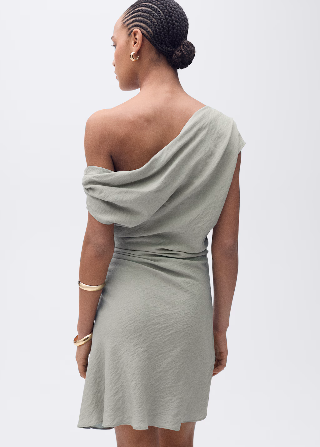 Asymmetrical draped short dress - Blue
