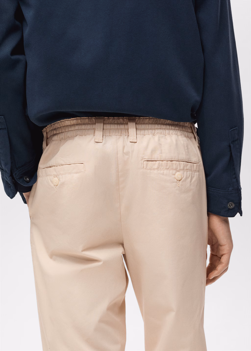 Cotton pants with adjustable drawstring - Dark Green