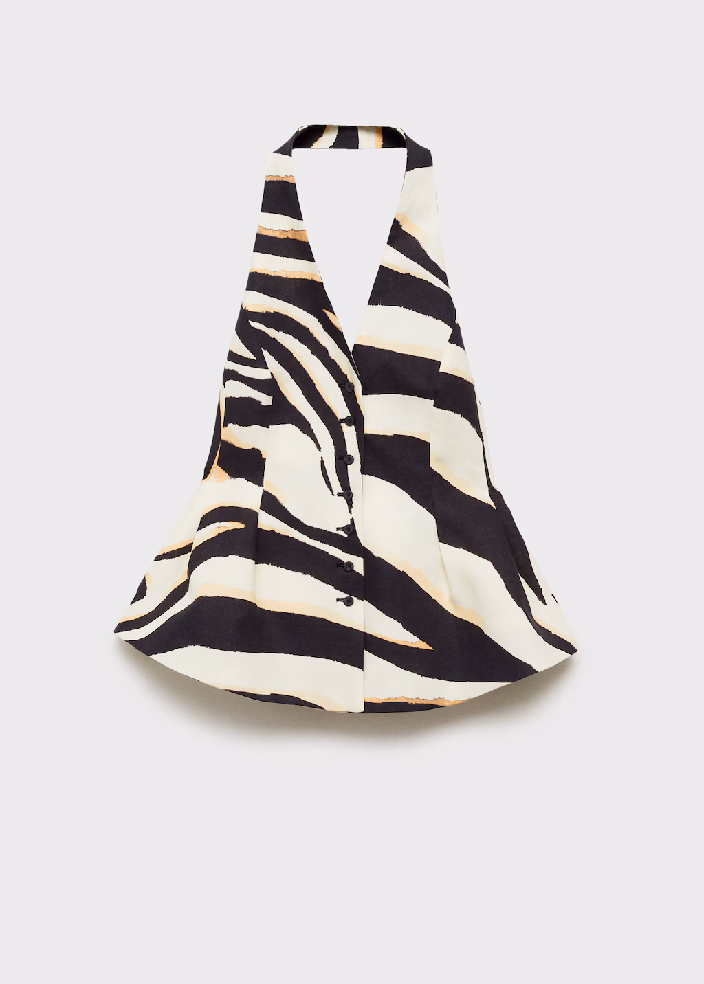 Zebra-print linen-blend waistcoat - Beige