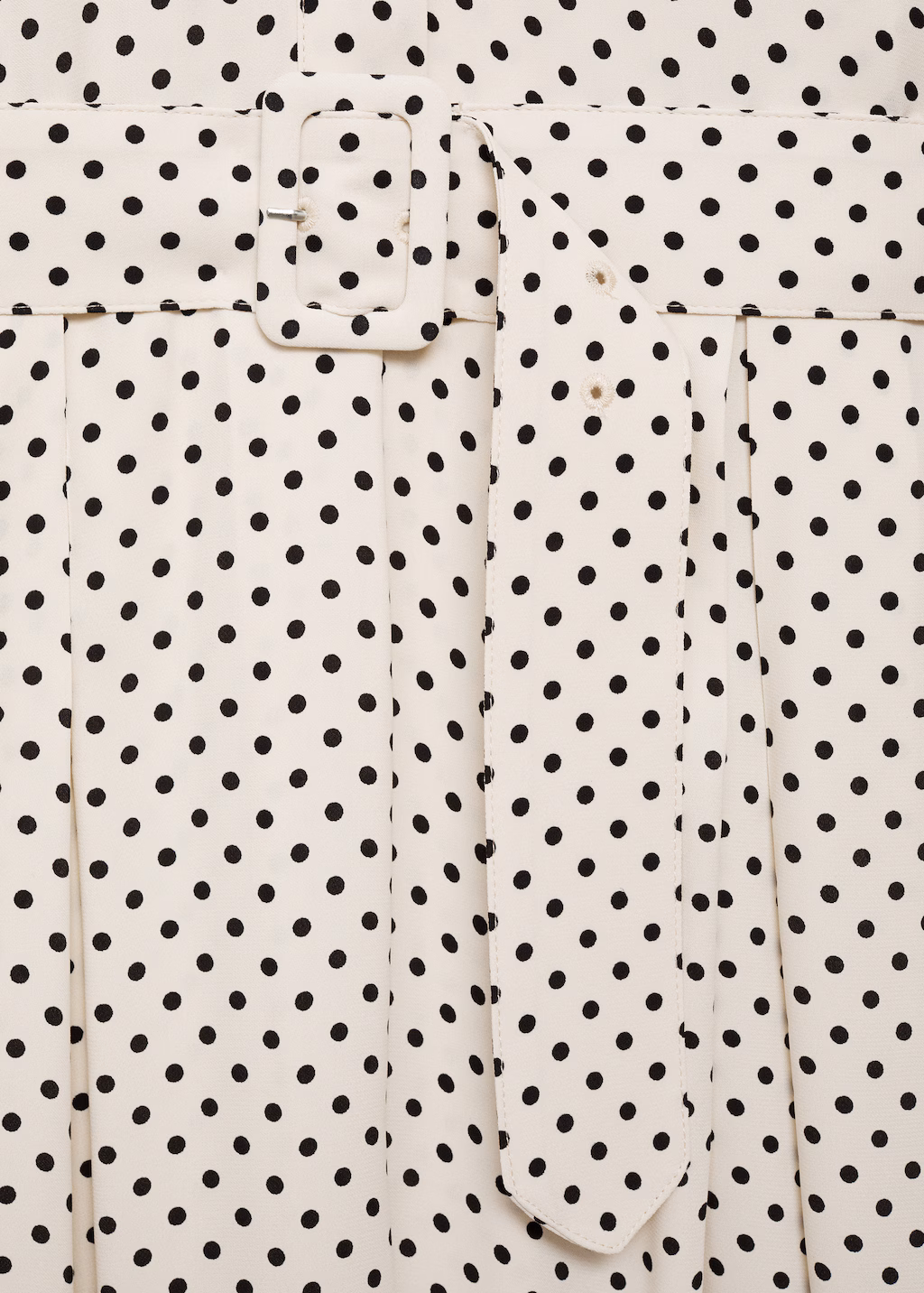 Polka-dot dress with belt - Off White