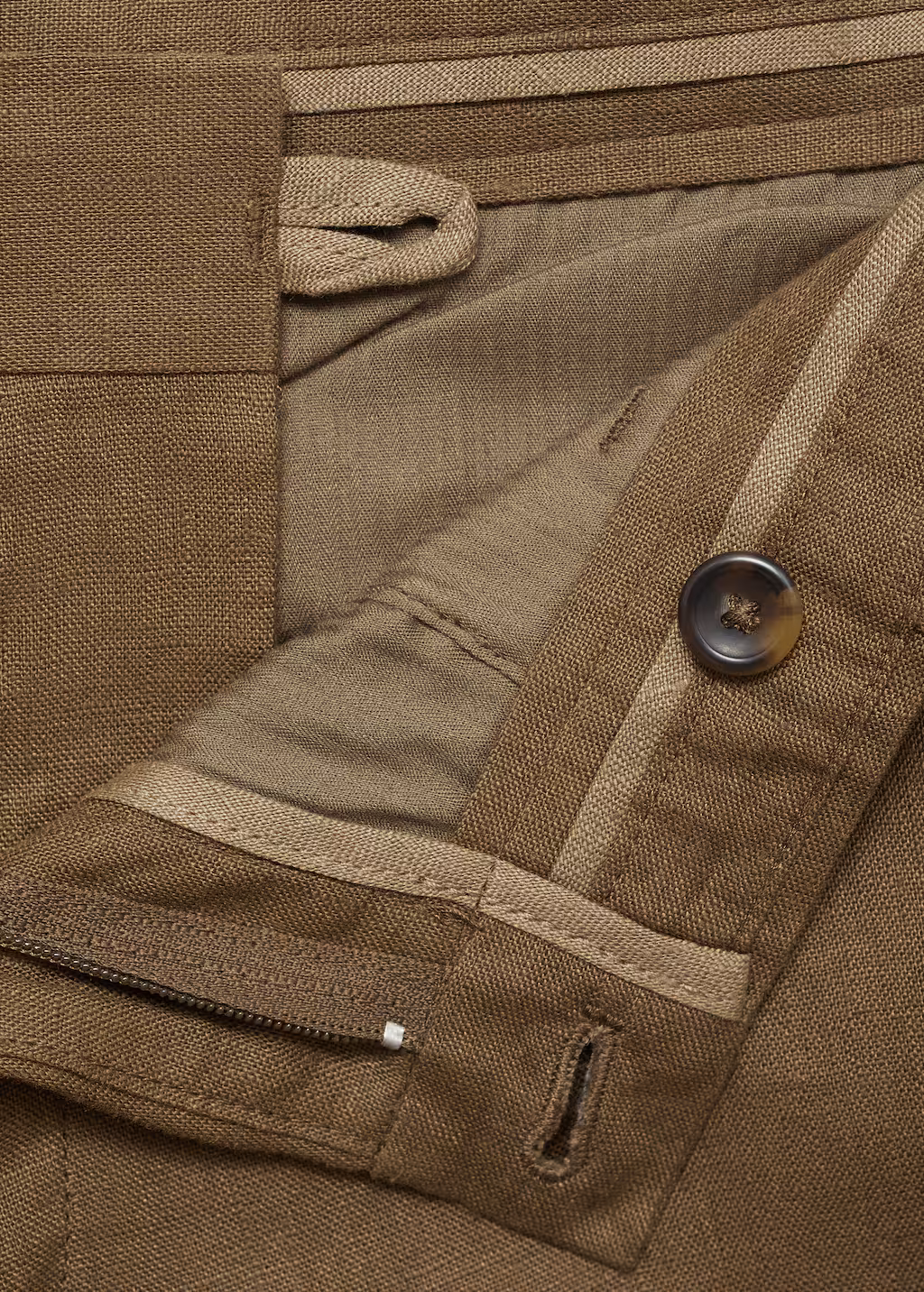 Slim-fit 100% linen bermuda shorts - Dark Navy