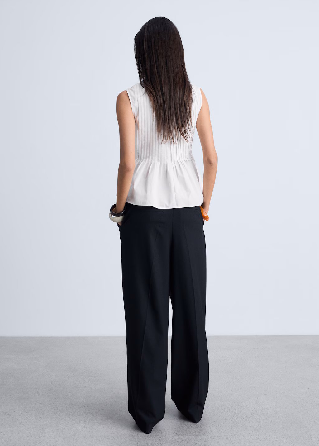Cotton pleats top - White