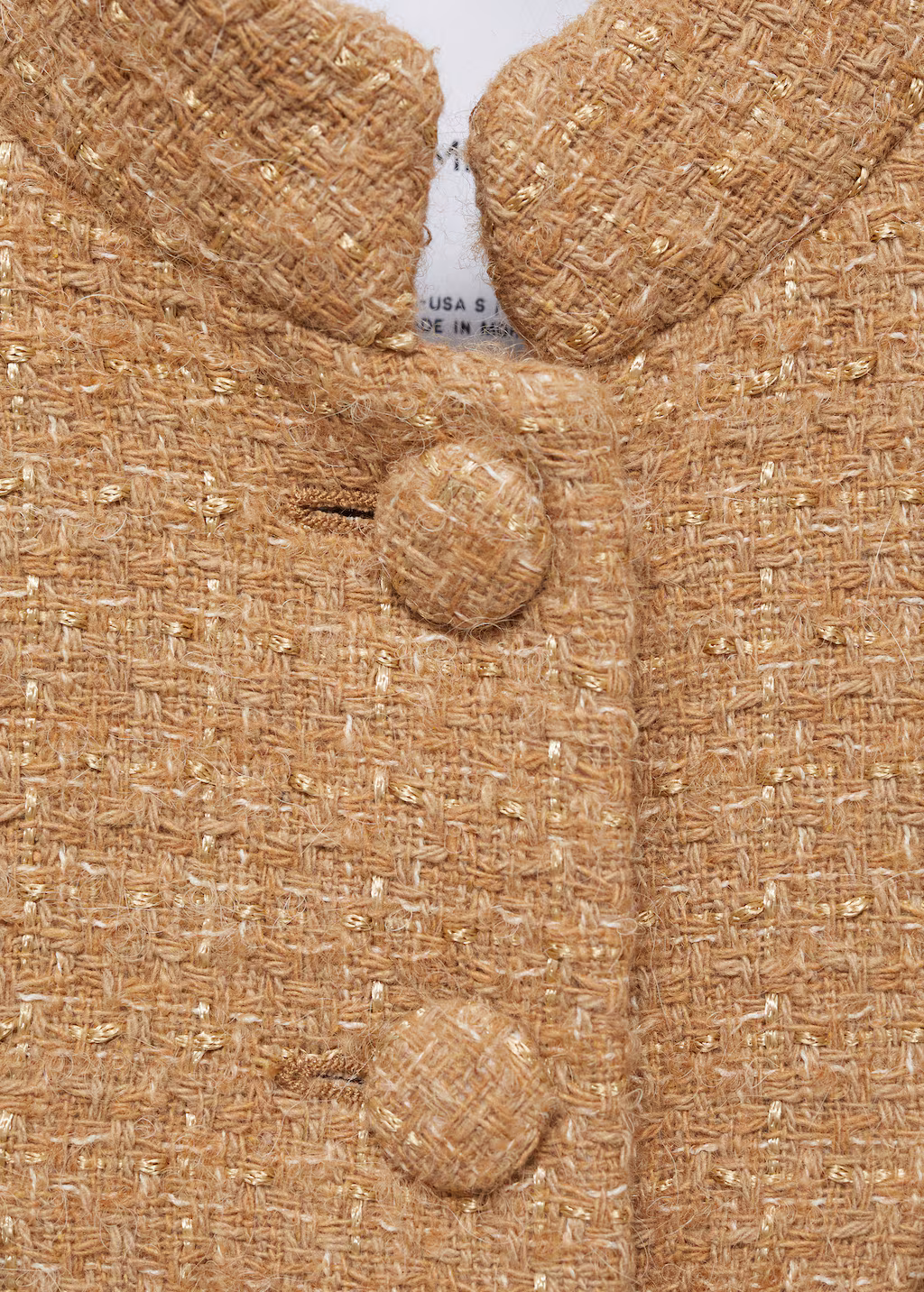 Tweed jacket with striped collar - Medium Brown
