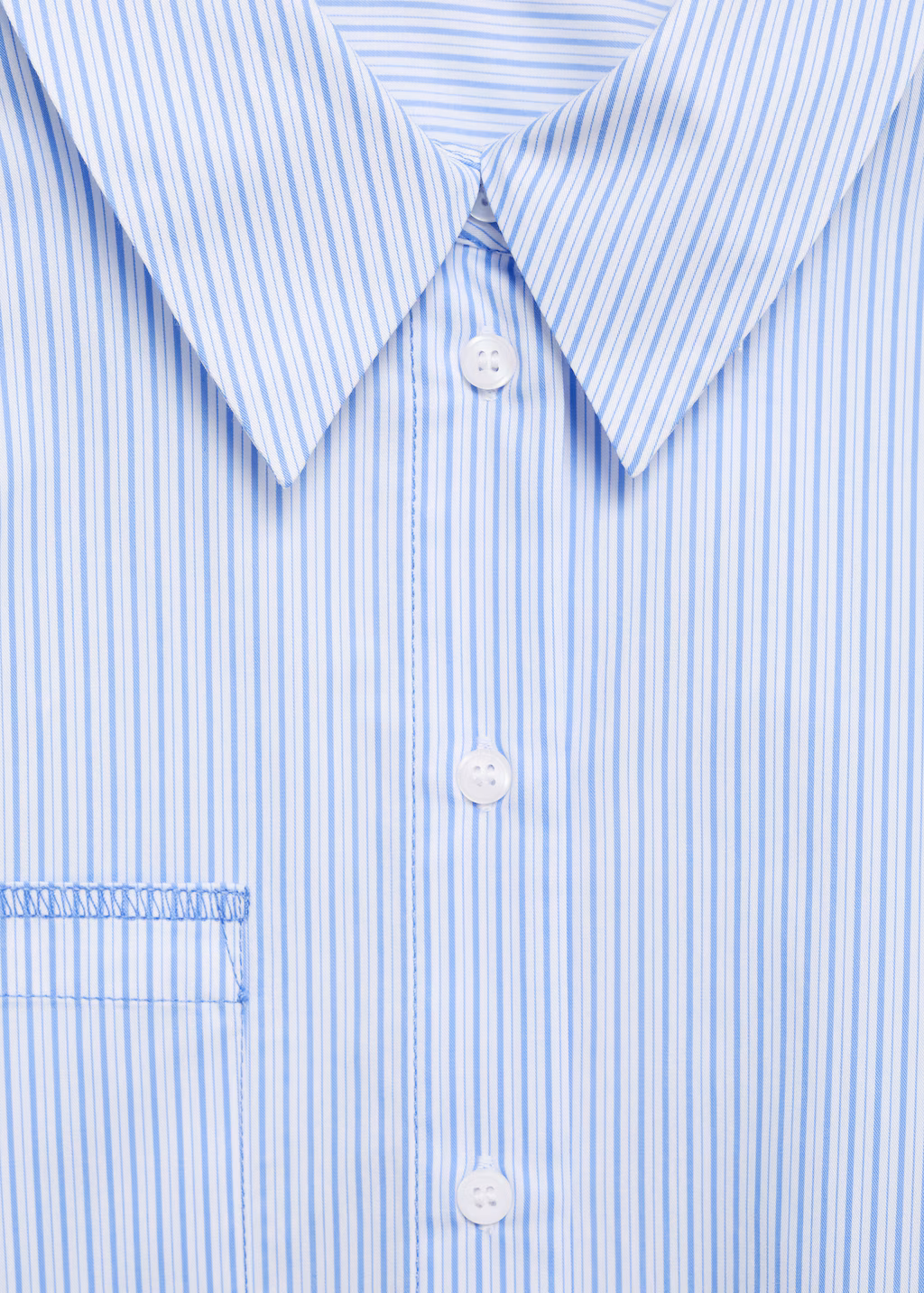 Striped crop shirt with stitching detail - Blue