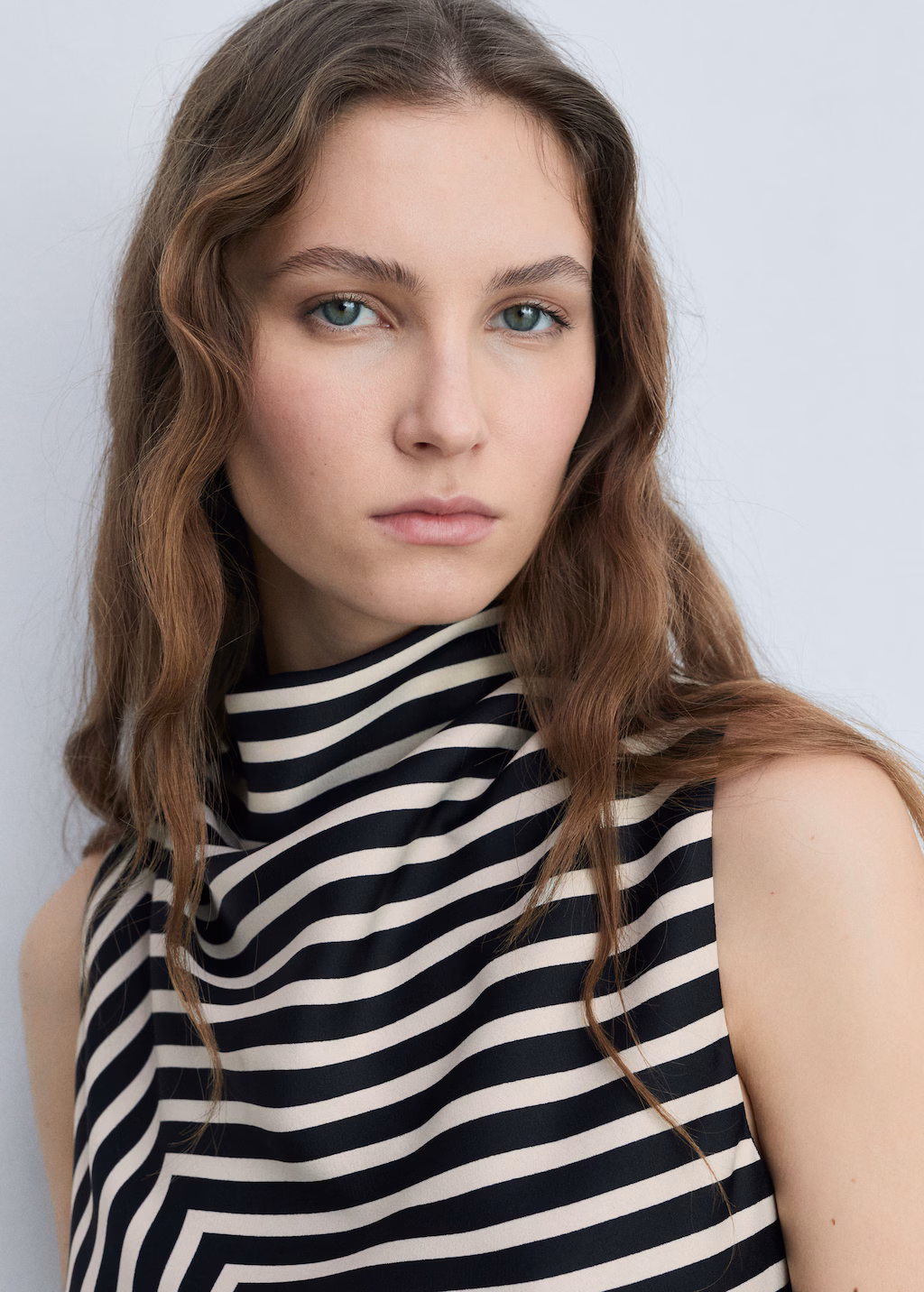 Asymmetrical stripe-print dress - Black