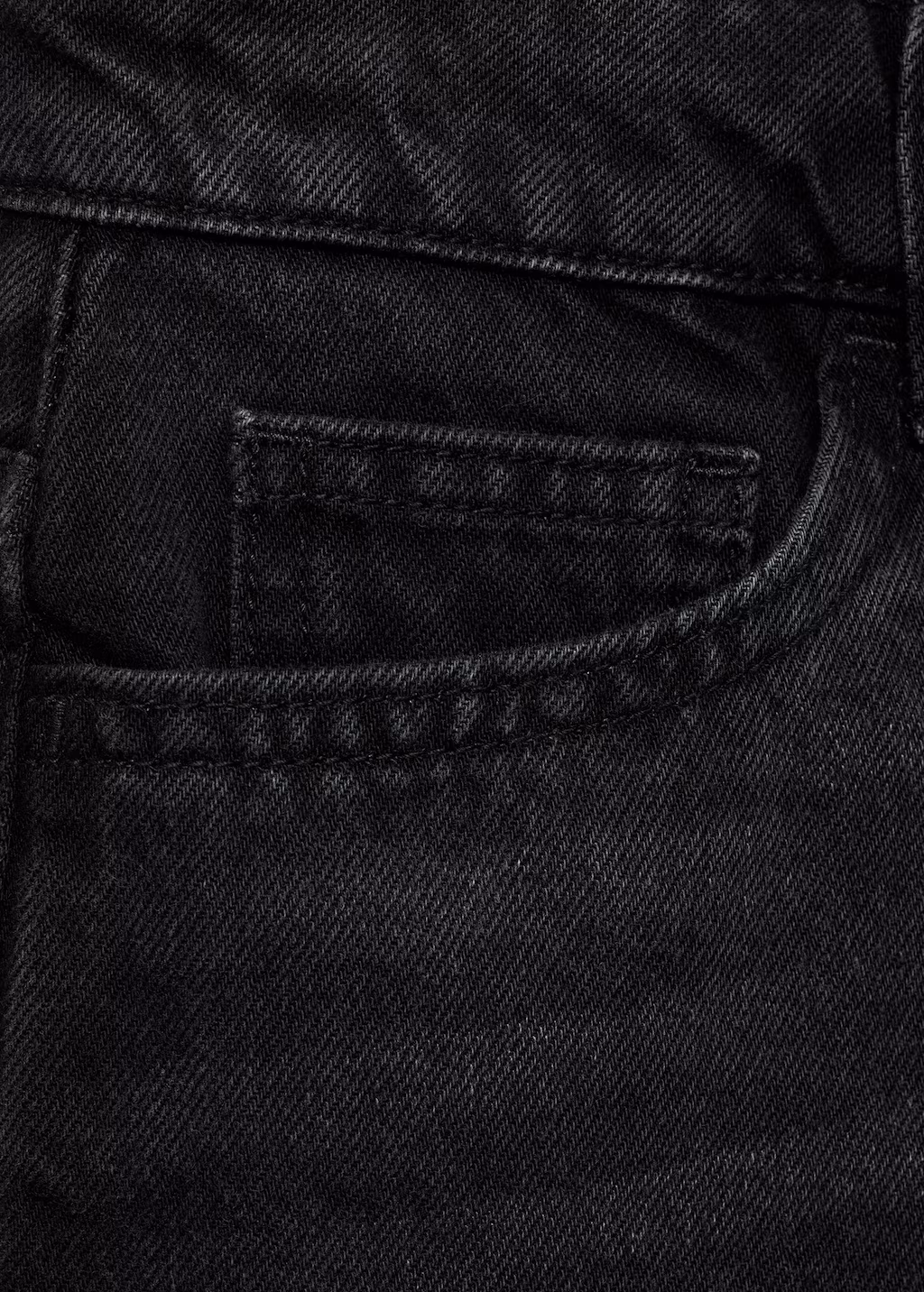 High-rise shorts with turn-down hem - Black denim
