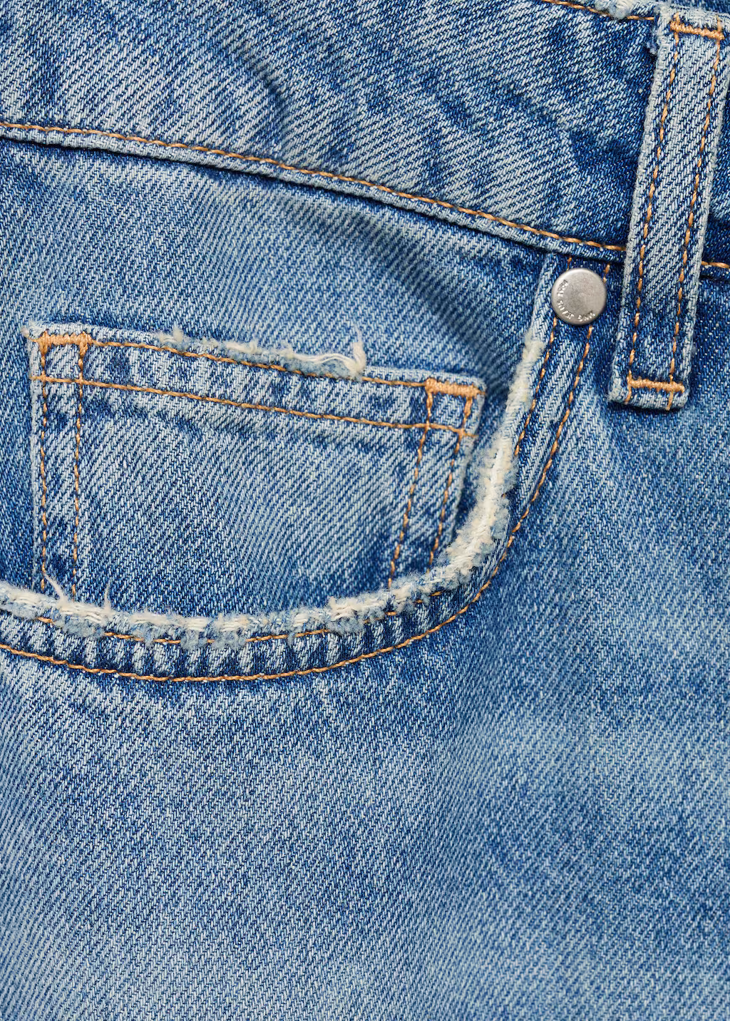 Wideleg low frayed hem jeans - Medium Blue