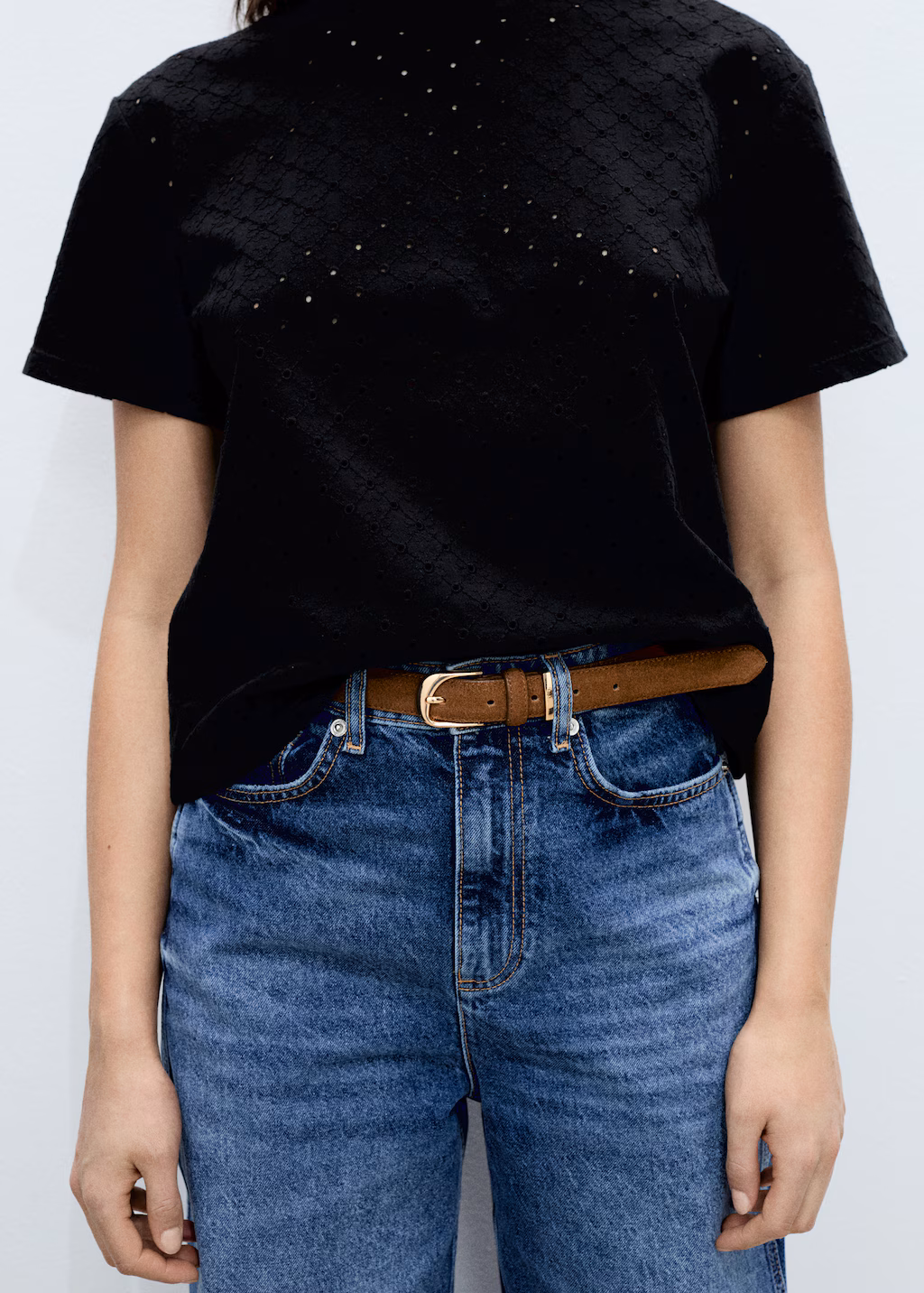 Embroidered openwork t-shirt - White