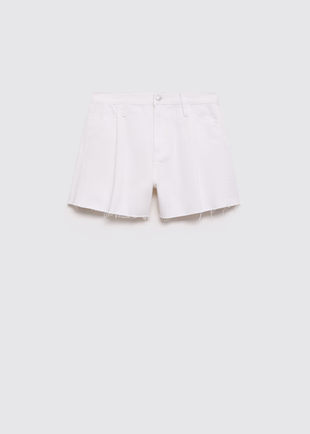 Denim shorts with frayed hem - Medium Blue