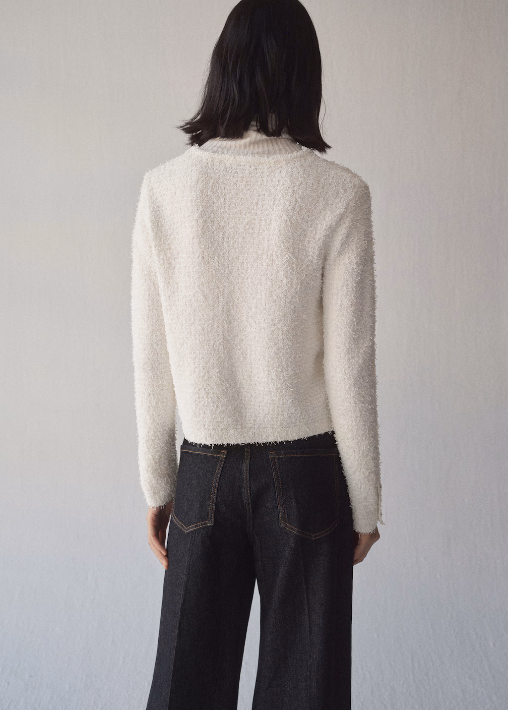 Tweed jacket with jewel buttons - Ecru