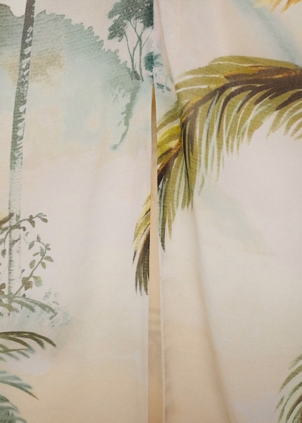 Tropical-print straight skirt - Ecru