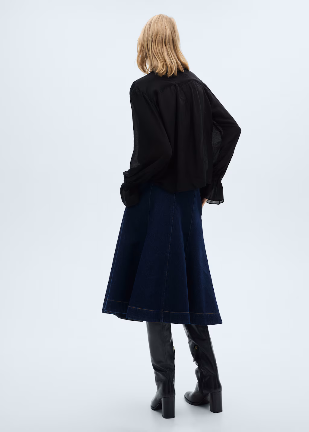 Flared denim skirt - Open Blue