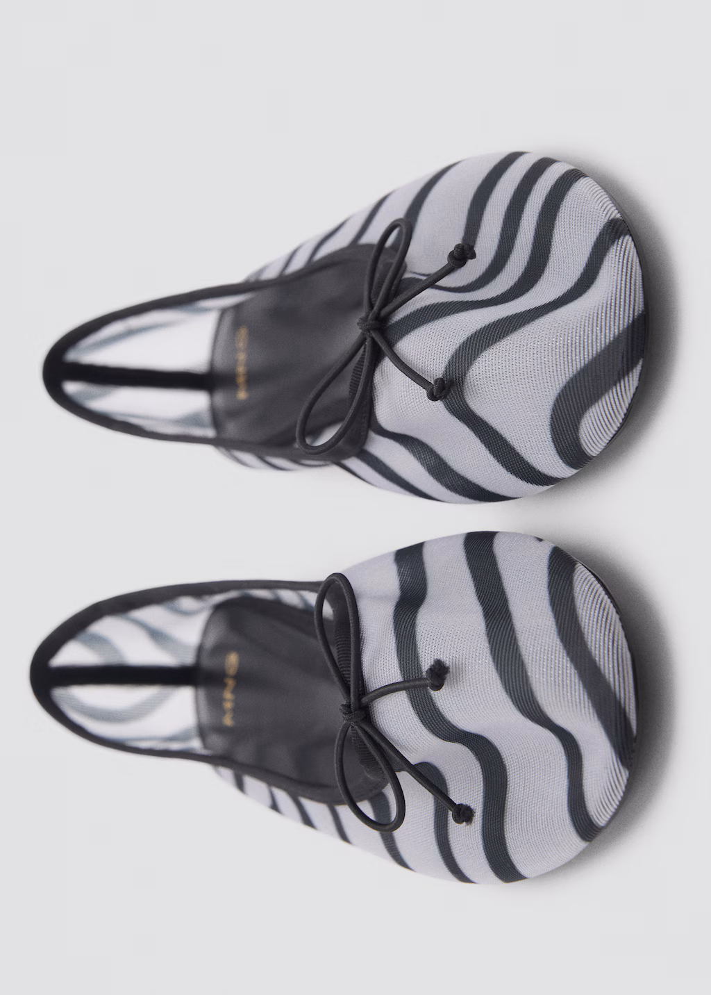 Animal-print mesh ballerina flats - Black