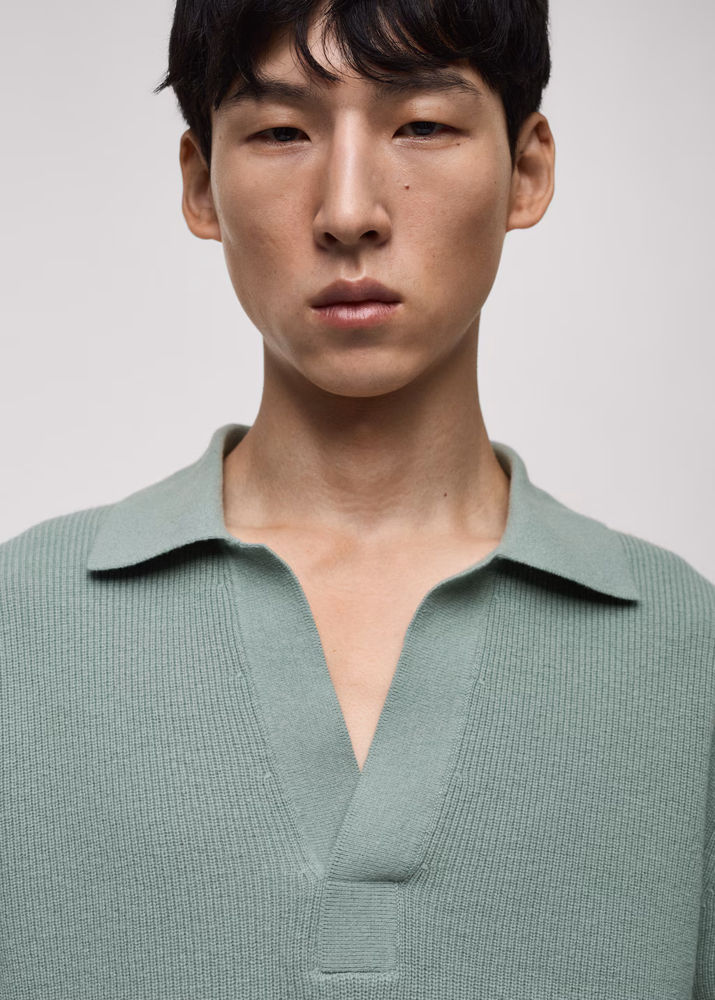 Knitted wool blend polo sweater - Dark Navy