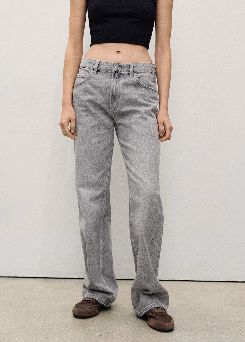 Miami medium-rise straight-fit jeans - Black denim