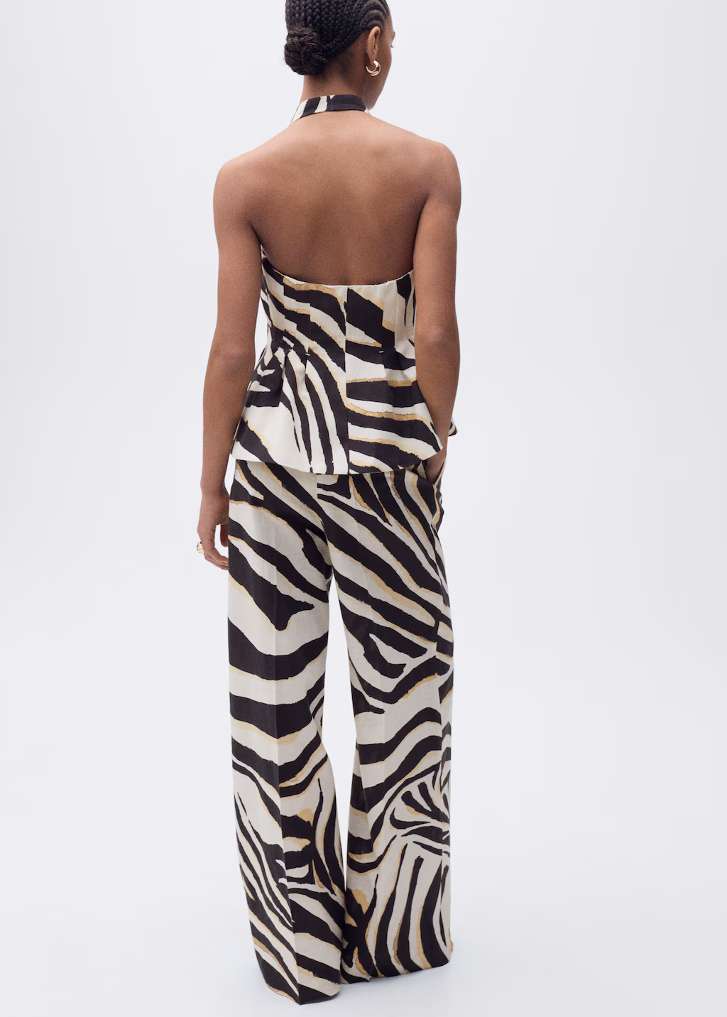 Zebra-print linen-blend waistcoat - Beige