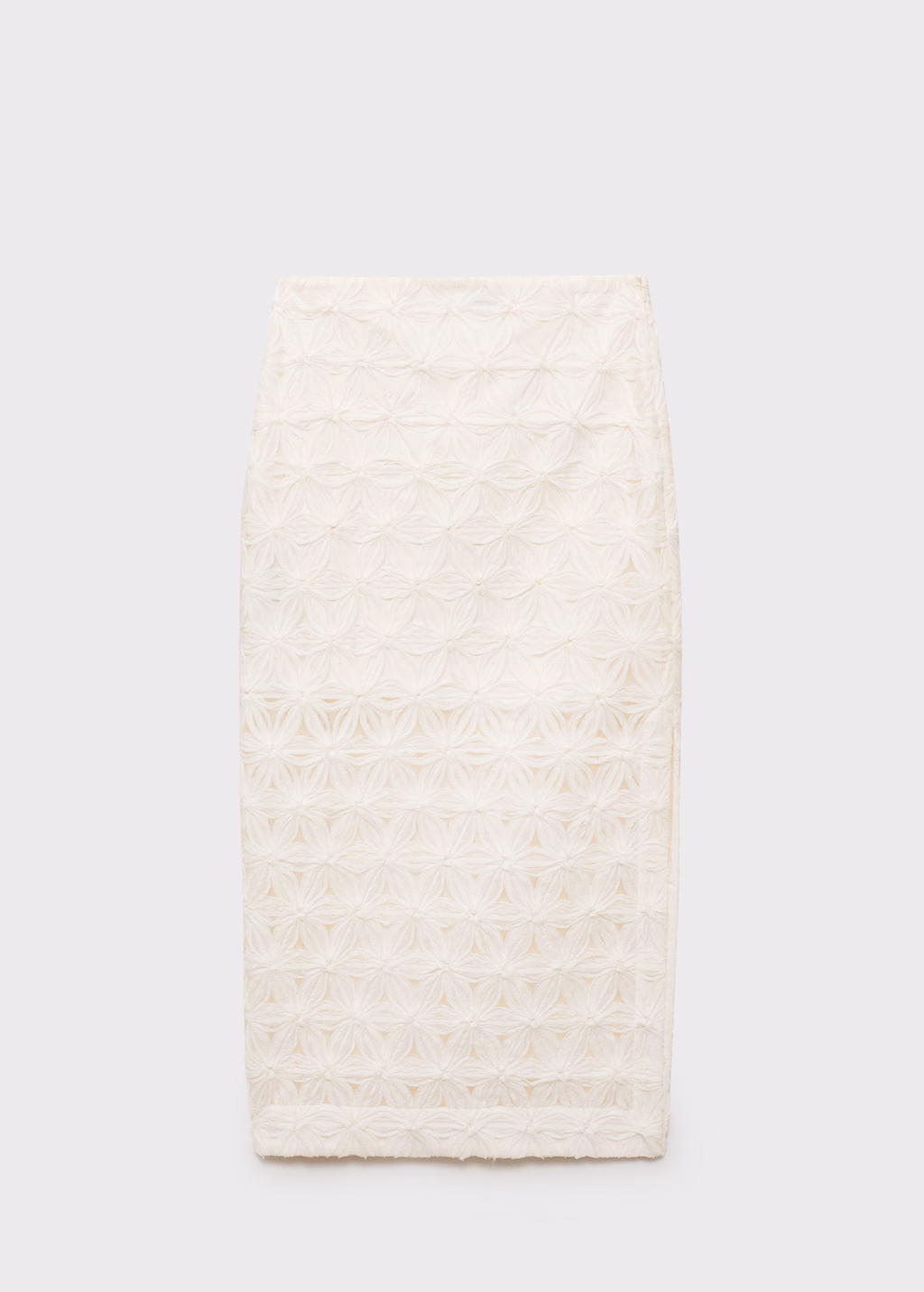 Openwork textured floral skirt - Ecru